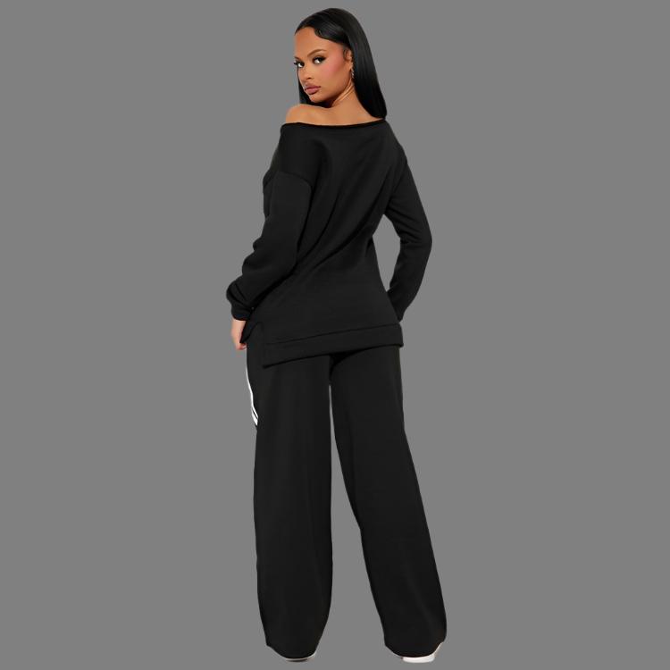 Split Hem Off Shoulder Line Pant Sets