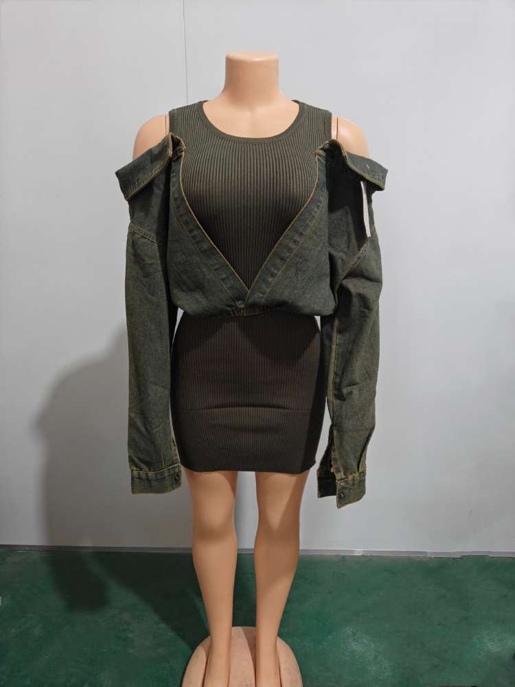 Denim Patch Detachable Mini Dress