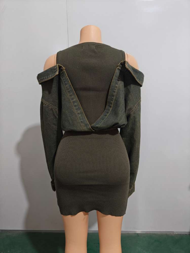 Denim Patch Detachable Mini Dress