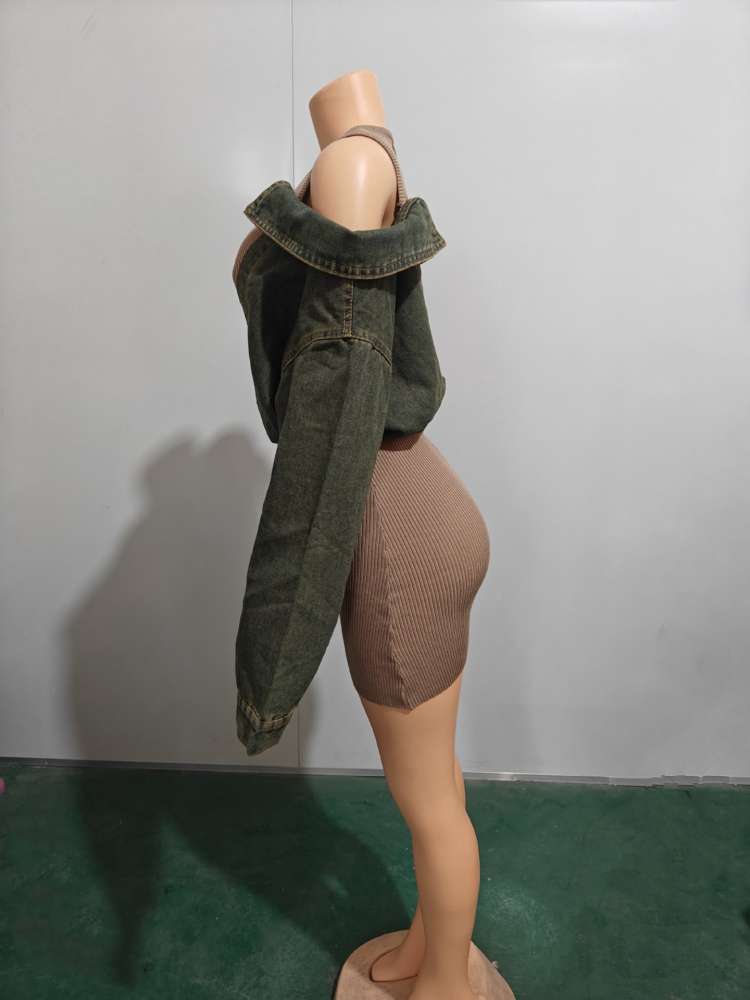 Denim Patch Detachable Mini Dress