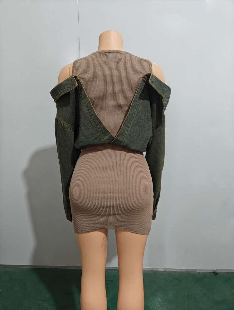 Denim Patch Detachable Mini Dress