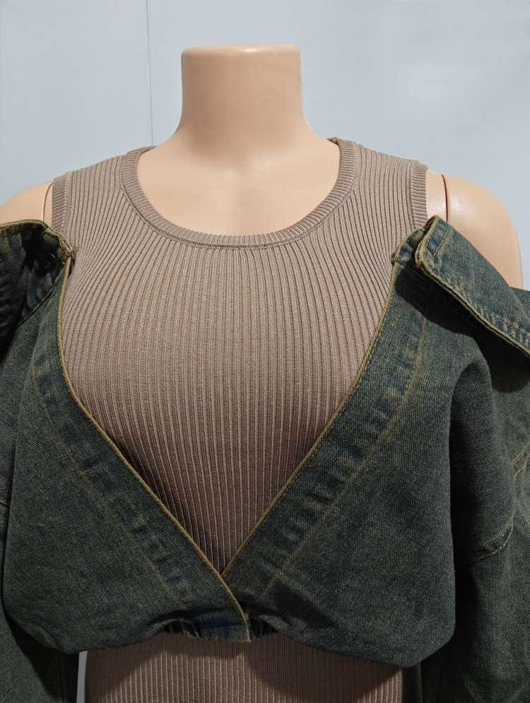 Denim Patch Detachable Mini Dress
