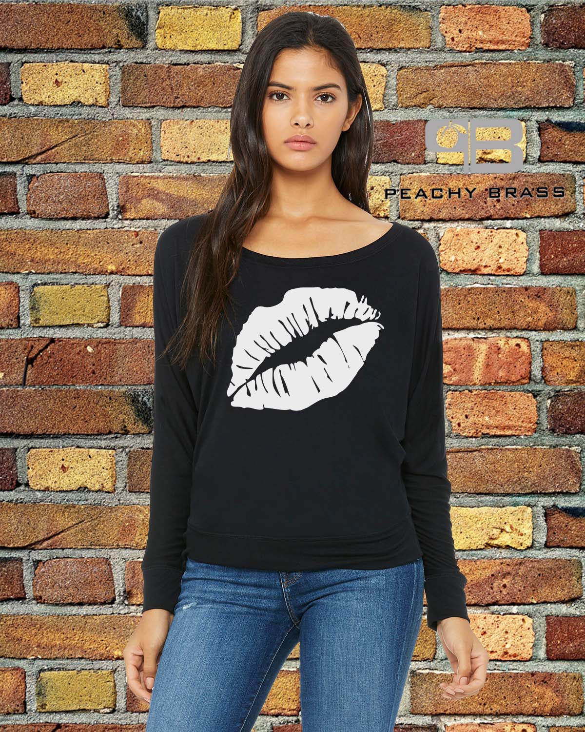 Women Off The Shoulder Lips Shirt.