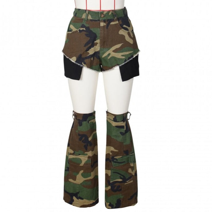Camouflage Shorts With Matching Leg Sleeves.