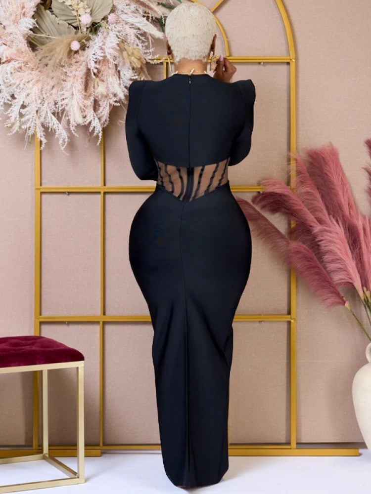 Vestidos largos ajustados de manga larga transparentes