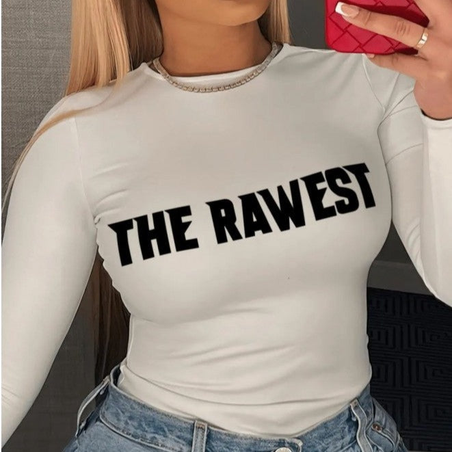 Camiseta ajustada de manga larga cruda