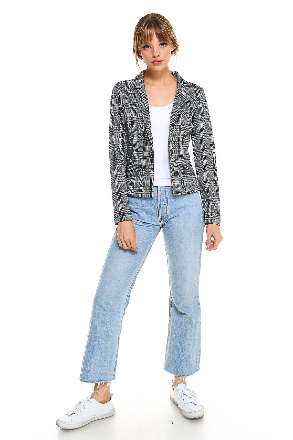 Point Plaid Blazer.