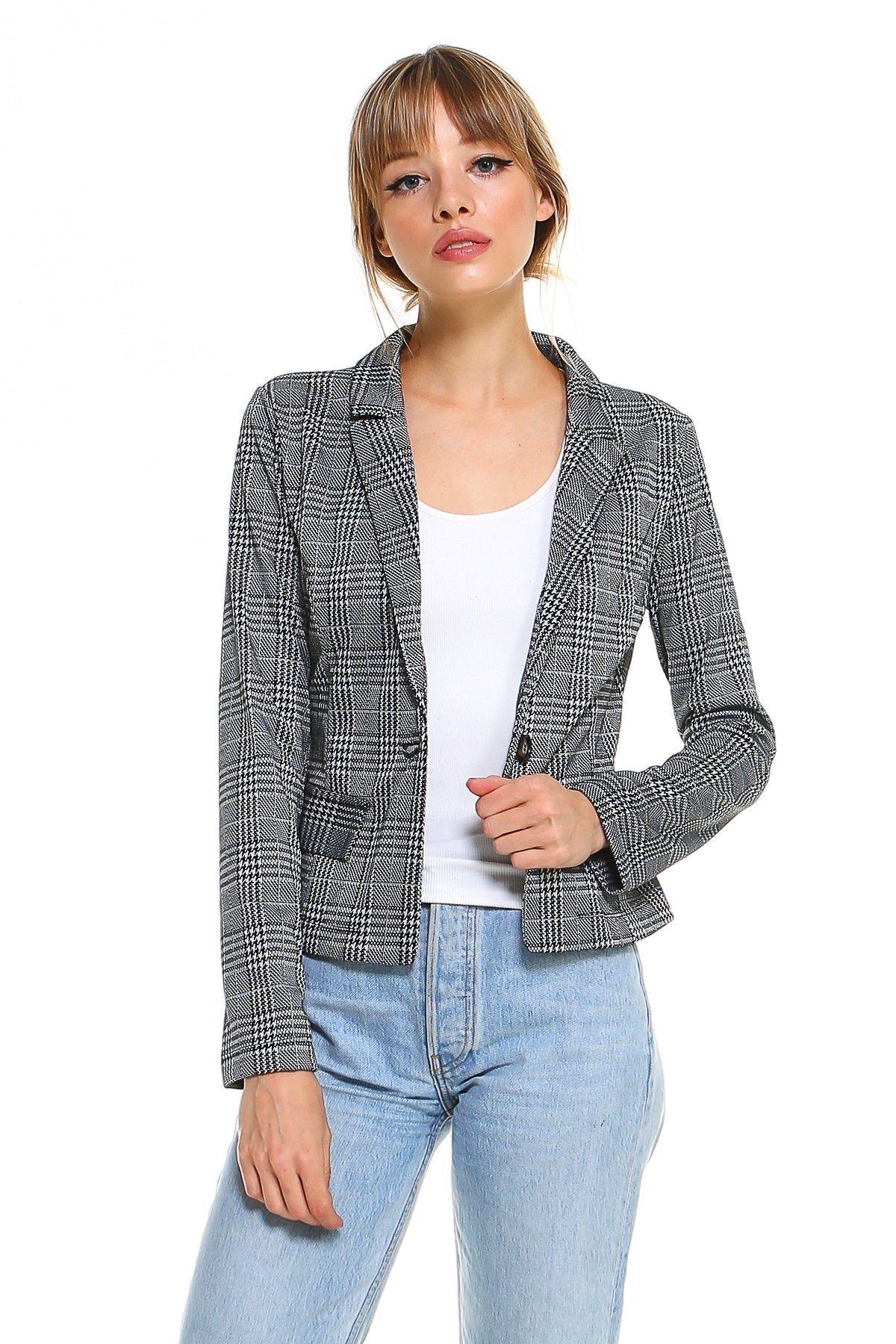 Point Plaid Blazer.