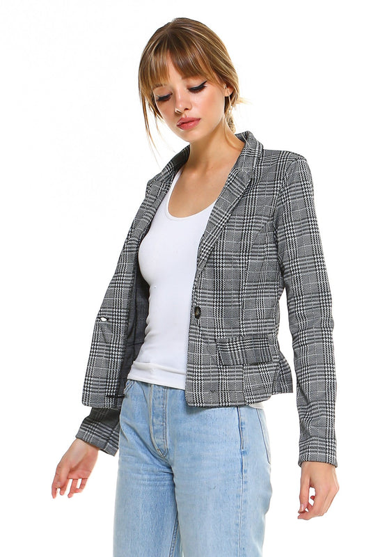 Point Plaid Blazer.