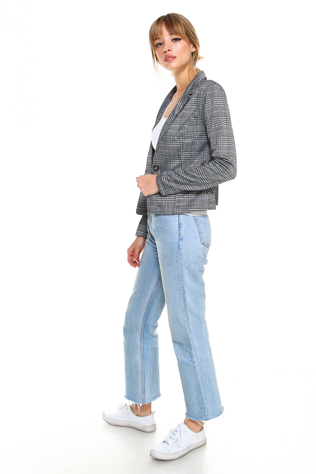Point Plaid Blazer.