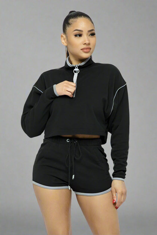 Sporty Crop Top Sporty High-waist Shorts Set
