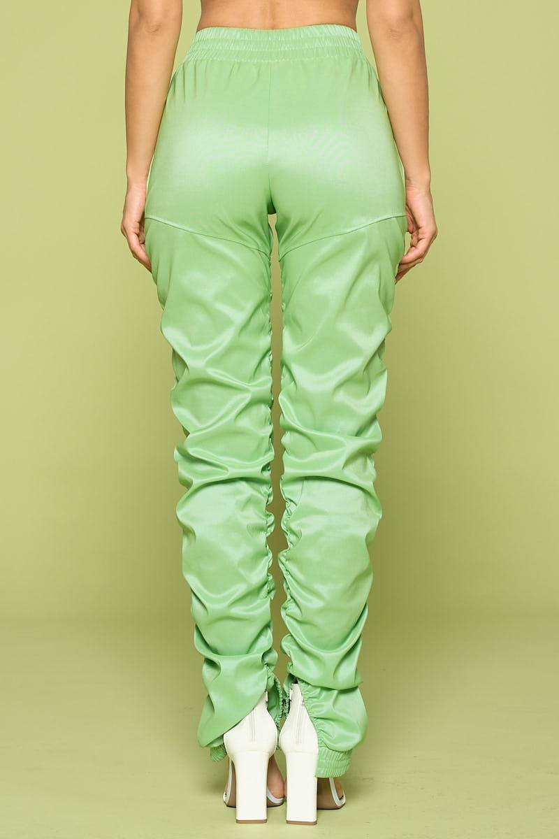 Pantalones de cuero sintético fruncido