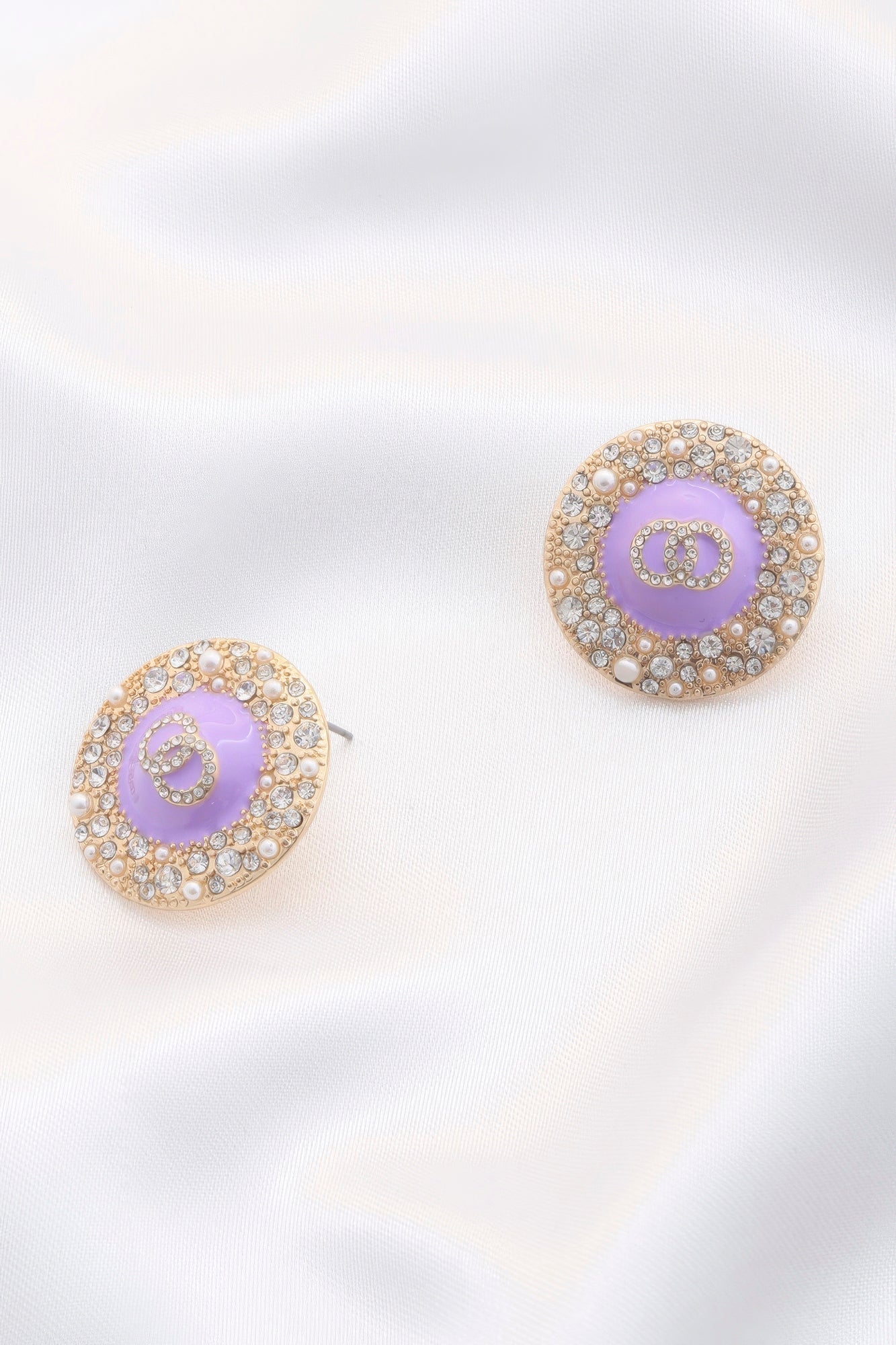 Boucle d'oreille ronde en métal à double cercle