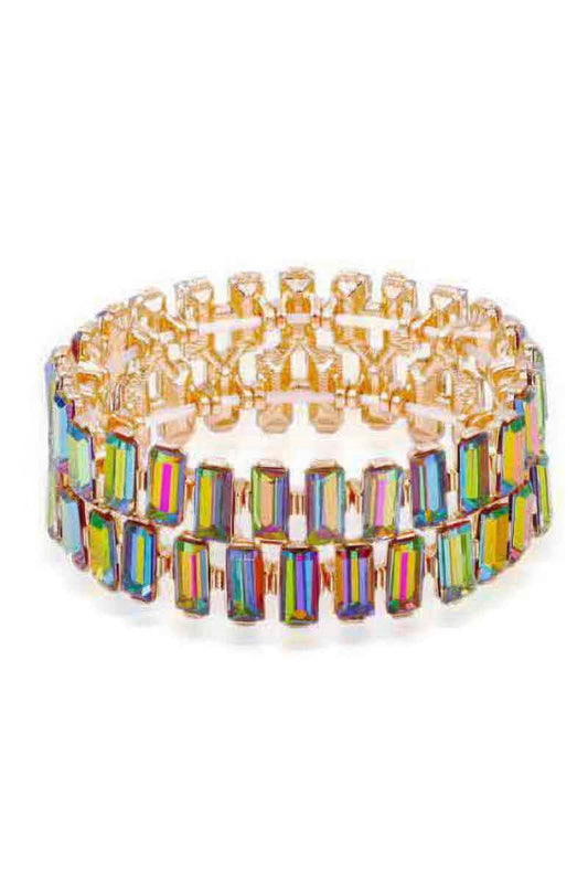Bracelet extensible rectangulaire en strass