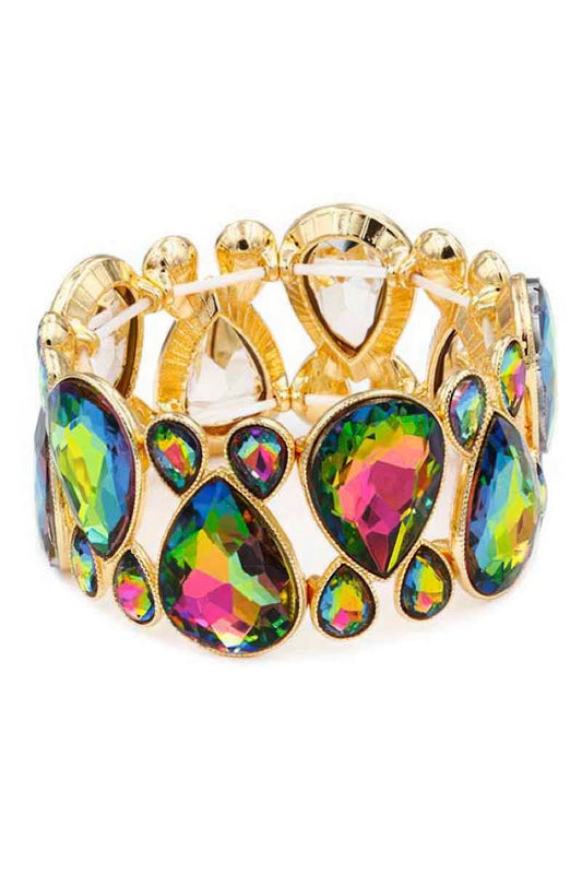 Pulsera elástica con piedras preciosas de cristal