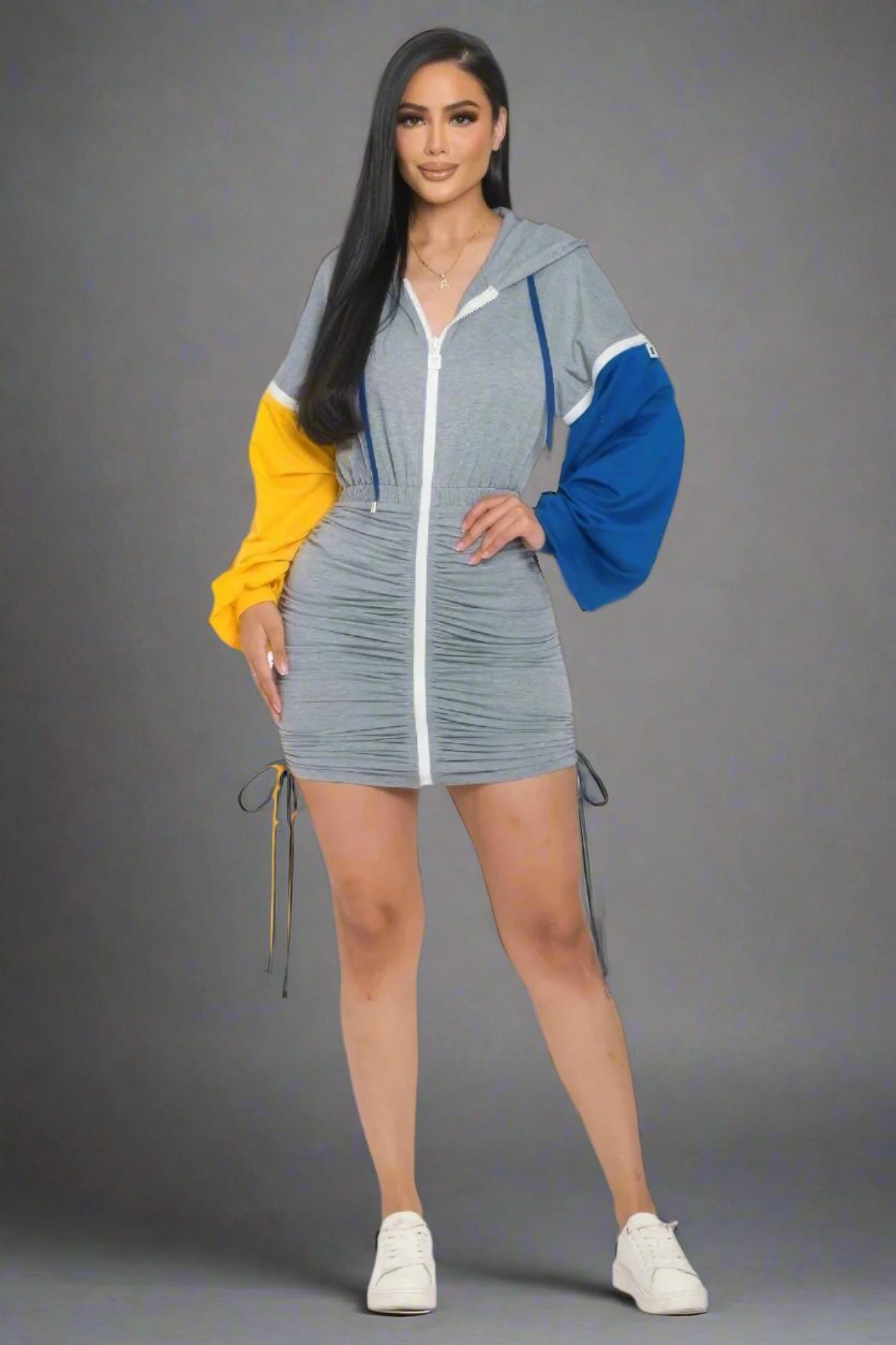 Detachable Zipper Mini Dress