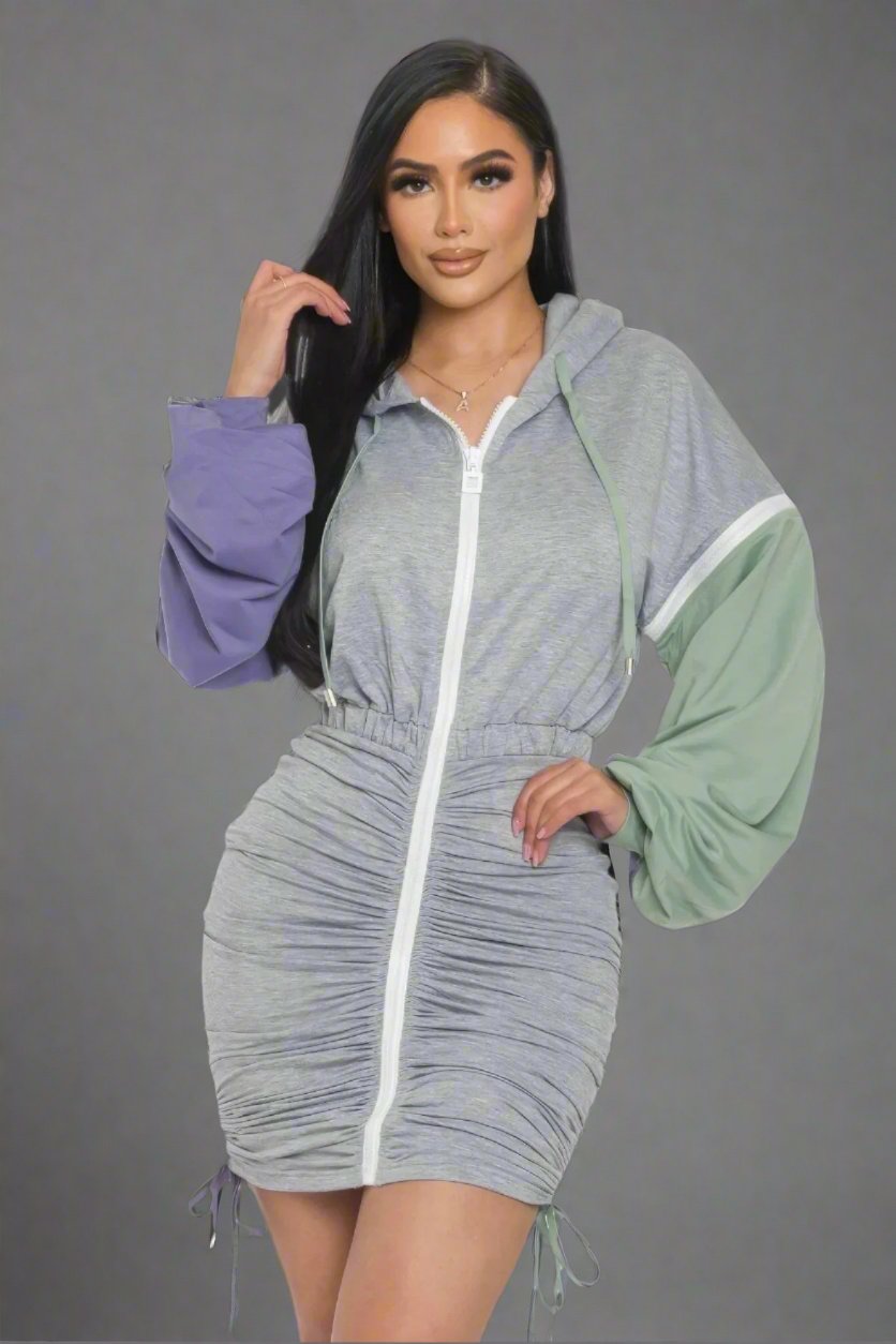 Detachable Zipper Mini Dress