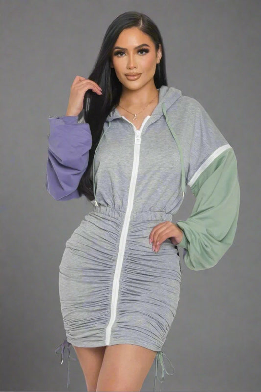 Detachable Zipper Mini Dress