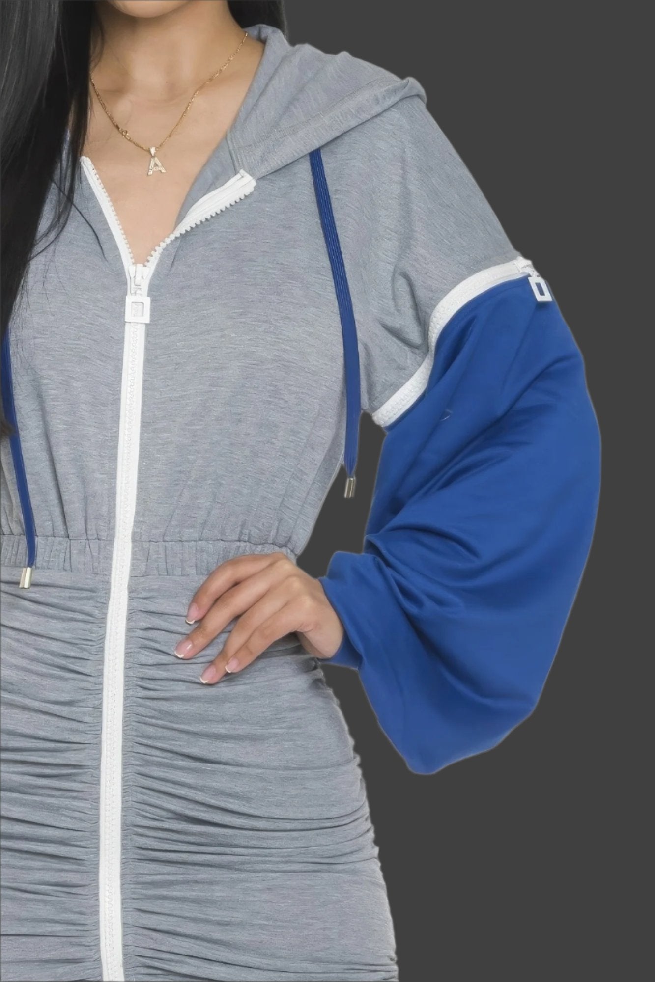 Detachable Zipper Mini Dress