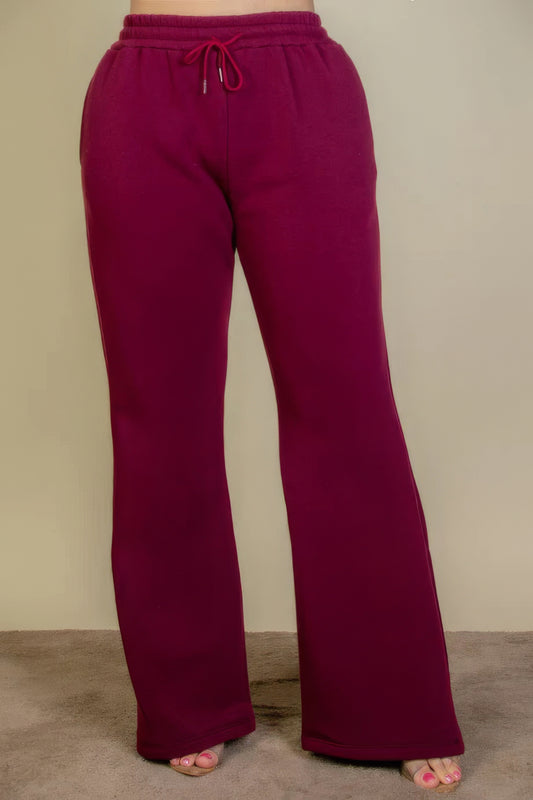 Pantalones deportivos con bolsillos inclinados y cintura con cordón ajustable de talla grande