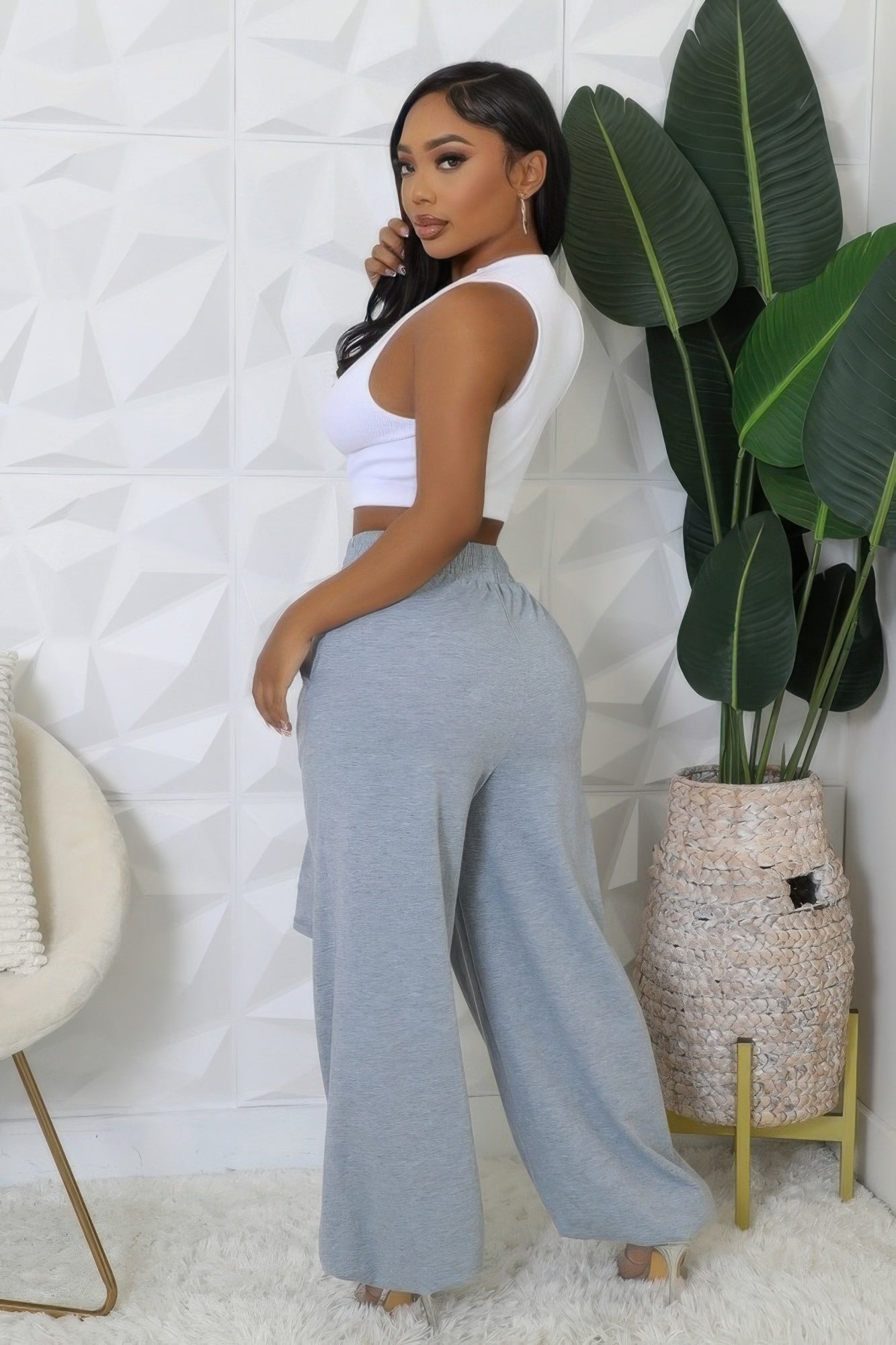 Pantalon extensible taille haute