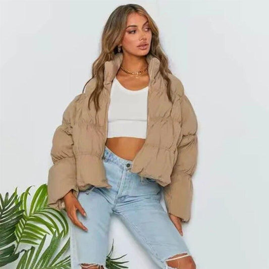 Women Parkas Solid Standard Collar Zipper Jacket Winter.