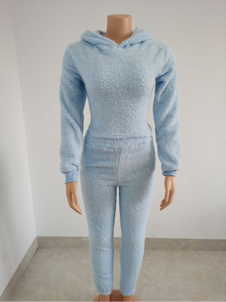 Pure Color Lace Up Women's 2-Piece Set