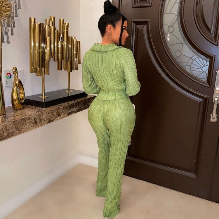 Casual Pure Color Loose Women's Trouser Suit
