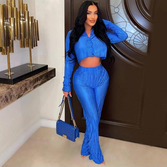 Casual Pure Color Loose Women's Trouser Suit