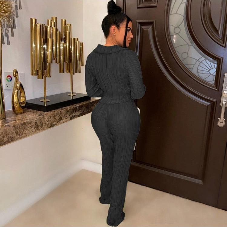 Casual Pure Color Loose Women's Trouser Suit