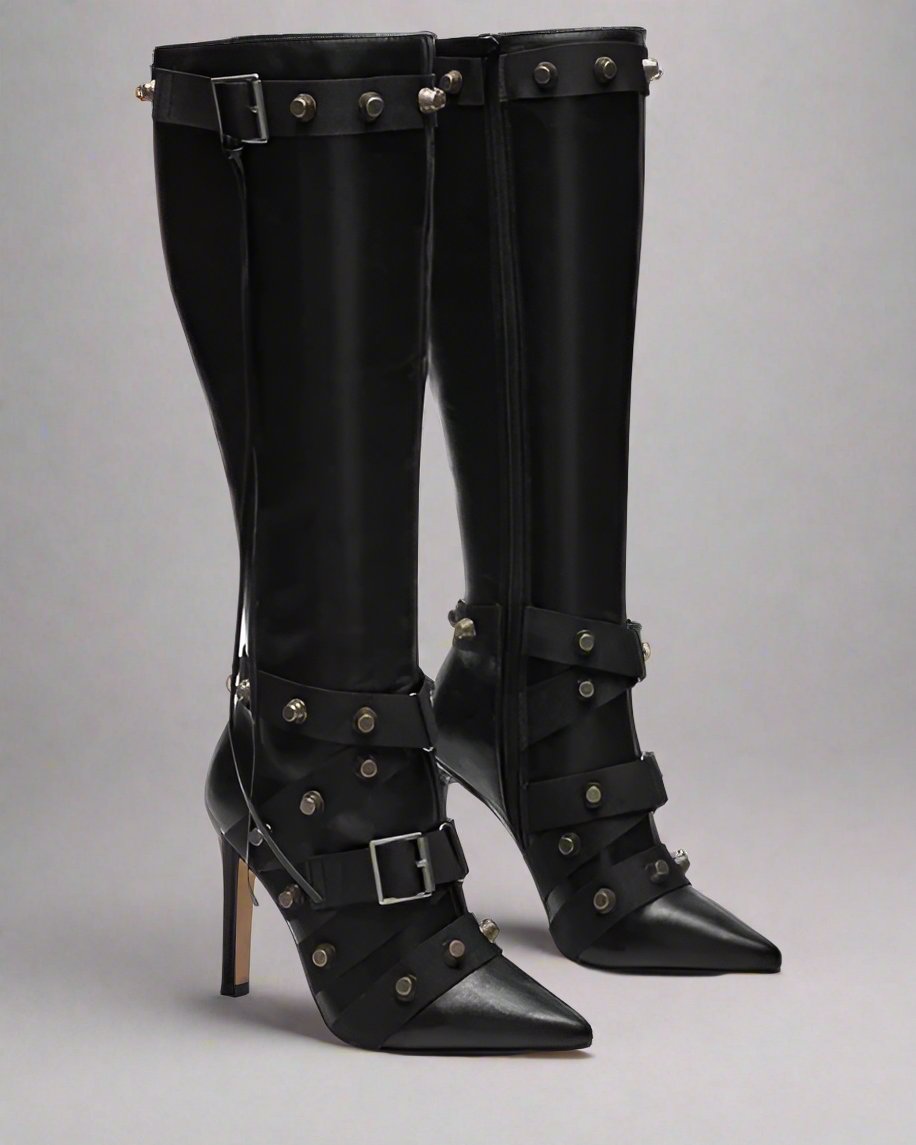 Rivet Belt Buckle Boots