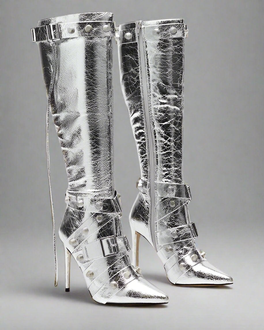 Rivet Belt Buckle Boots