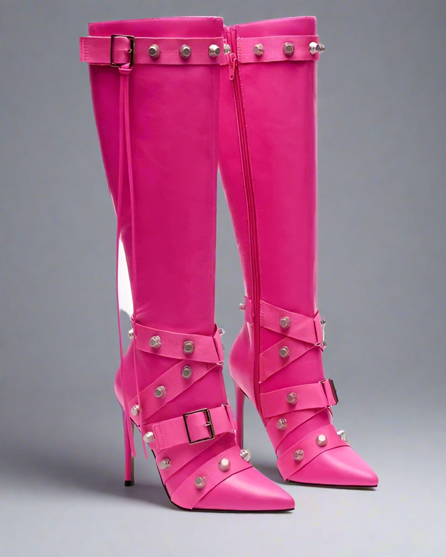 Rivet Belt Buckle Boots