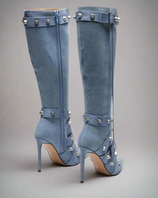 Rivet Belt Buckle Boots