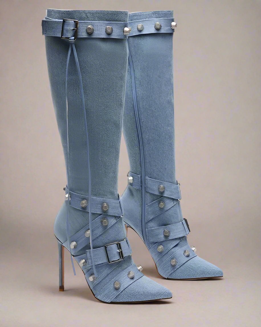 Rivet Belt Buckle Boots