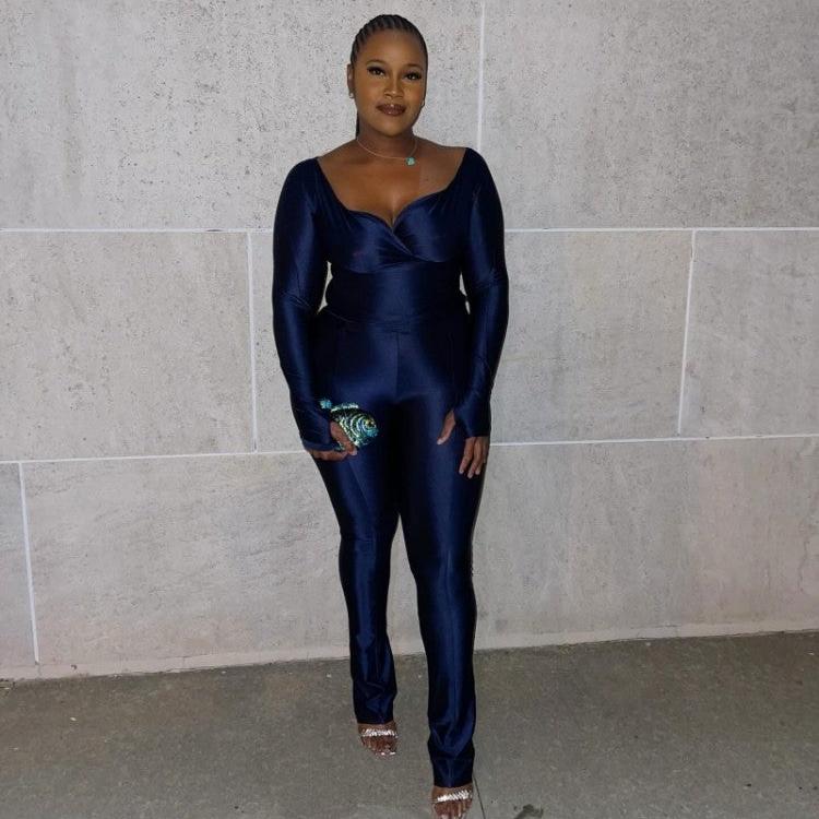 Off Shoulder V Neck Fitted Trouser Sets