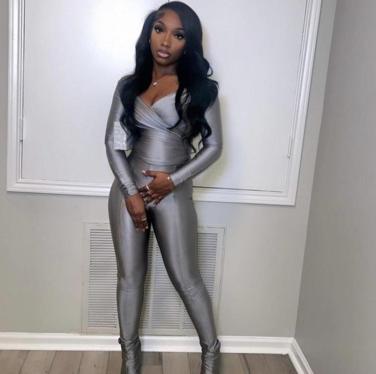 Off Shoulder V Neck Fitted Trouser Sets