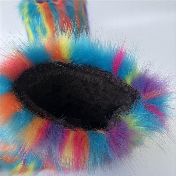 Fluff Colorblock Round Toe Boots