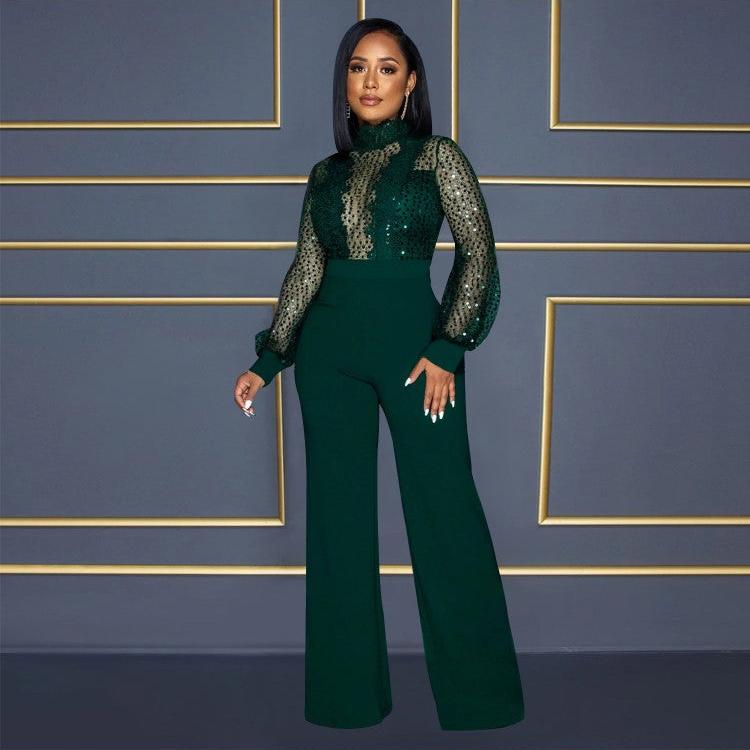Lace See Through Bandage Wide Leg Jumpsuit