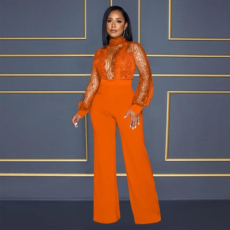 Lace See Through Bandage Wide Leg Jumpsuit