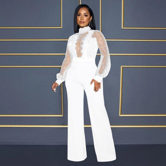 Lace See Through Bandage Wide Leg Jumpsuit