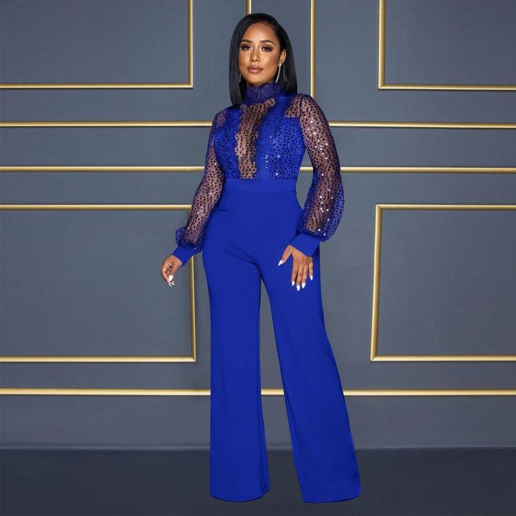 Lace See Through Bandage Wide Leg Jumpsuit