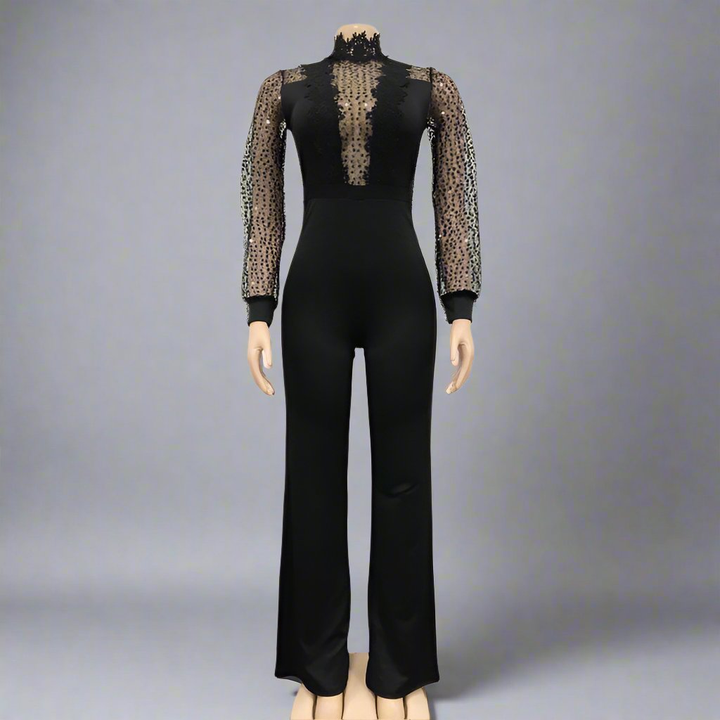 Lace See Through Bandage Wide Leg Jumpsuit