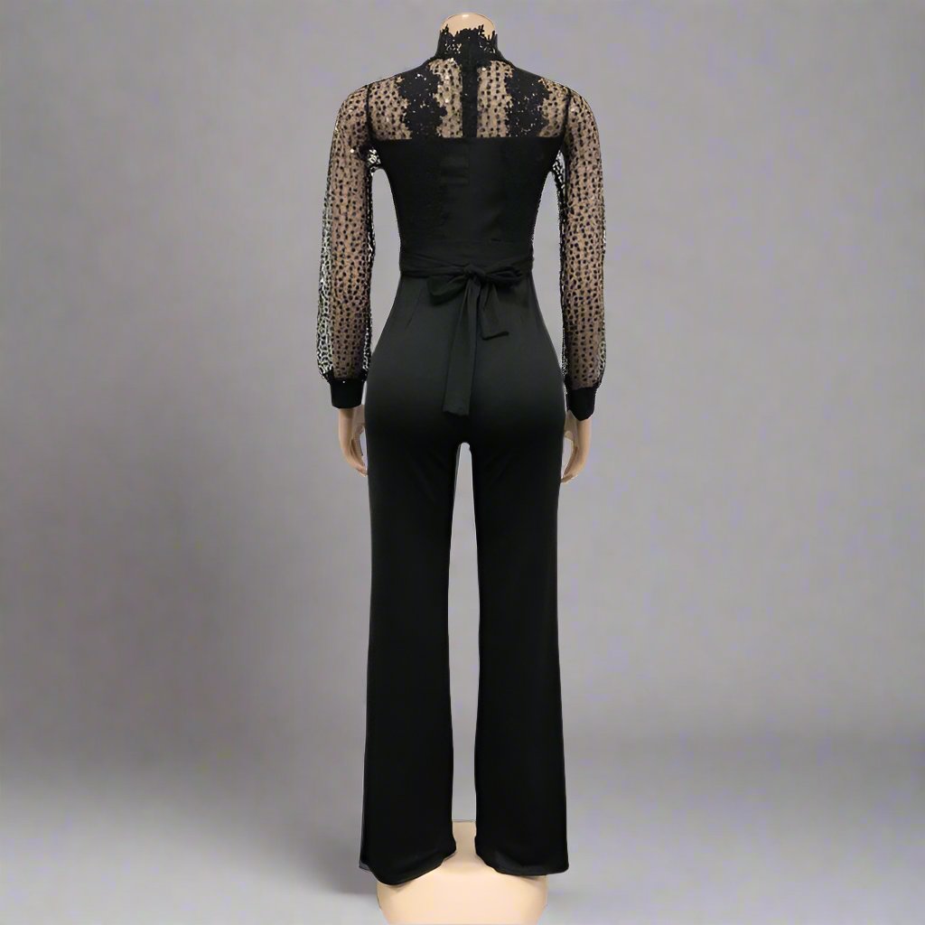 Lace See Through Bandage Wide Leg Jumpsuit