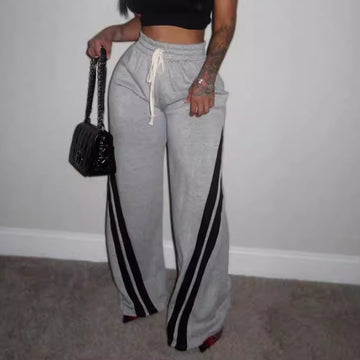 Black Strip Loose Pants