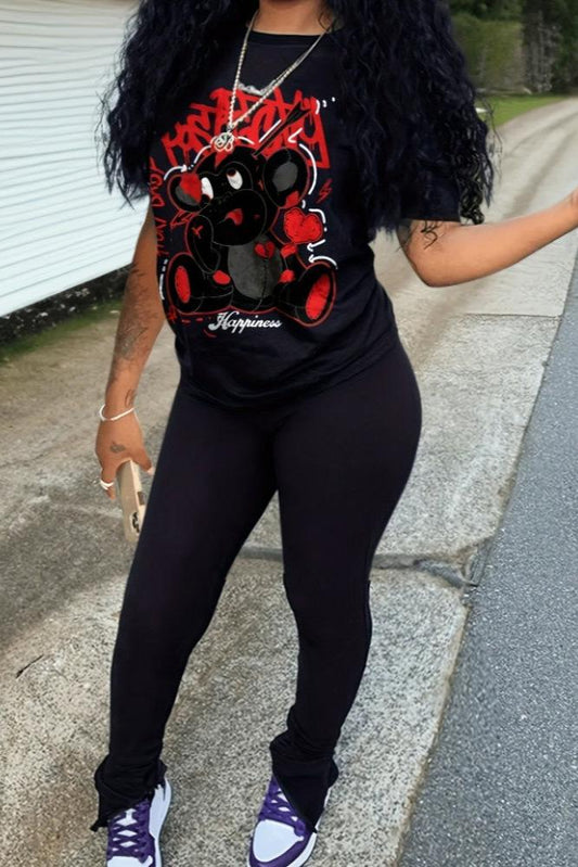 Crewneck Short Sleeve High Rise Trouser Sets