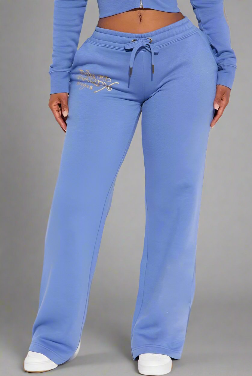 Bird Printed Zip Up Cropped Hoodie Pants Sets