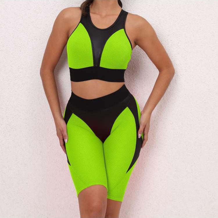 Colorblock Crewneck Cropped Yoga Sets