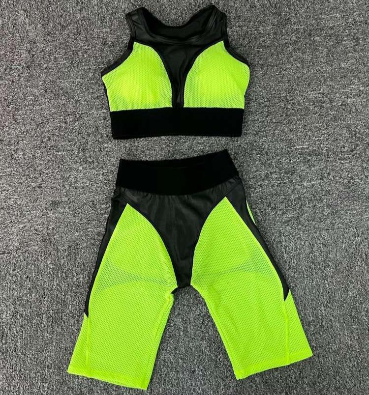 Colorblock Crewneck Cropped Yoga Sets