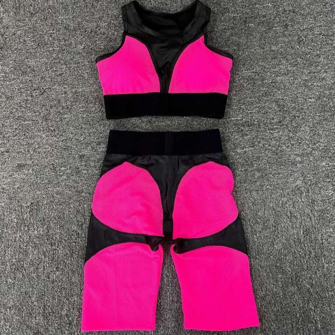 Colorblock Crewneck Cropped Yoga Sets
